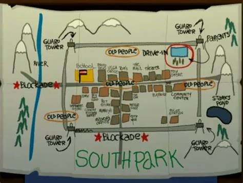 Map Of South Park Circa 2003 Southpark