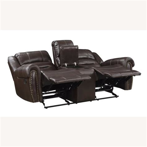Double Glider Reclining Loveseat With Console Aptdeco