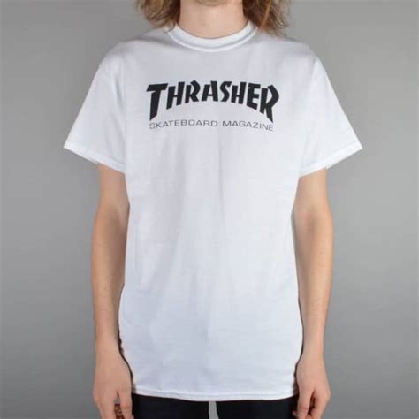 Thrasher Skate Mag Logo Skate T Shirt White Skate Clothing From