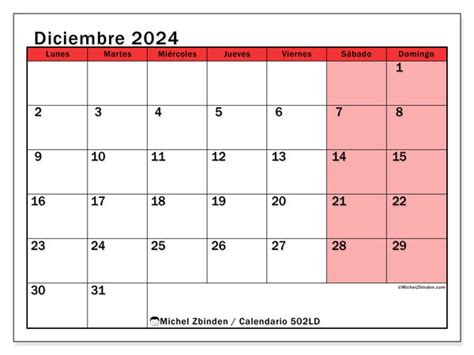 Calendario Diciembre De 2024 Para Imprimir 502LD Michel Zbinden PR
