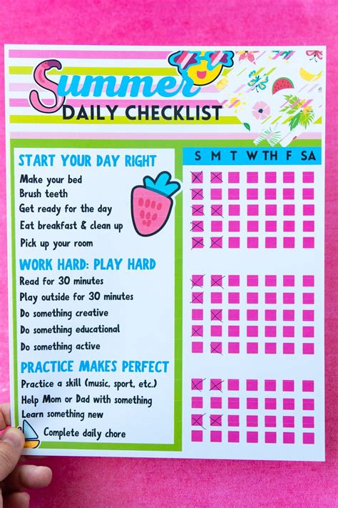 Printable Summer Chore Chart