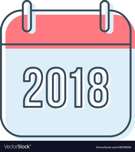 New Year 2018 Calendar Icon Royalty Free Vector Image