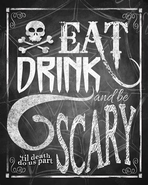 Halloween Eat Drink And Be Scary Sign Halloween Party Sign Etsy