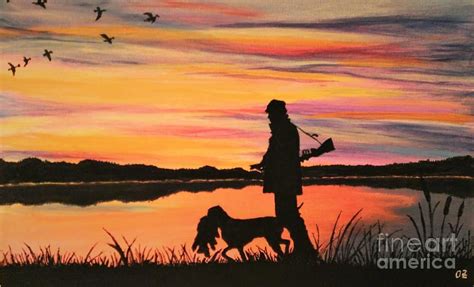 Duck Hunting At Dawn Painting By Olga Zavgorodnya Hunting Painting