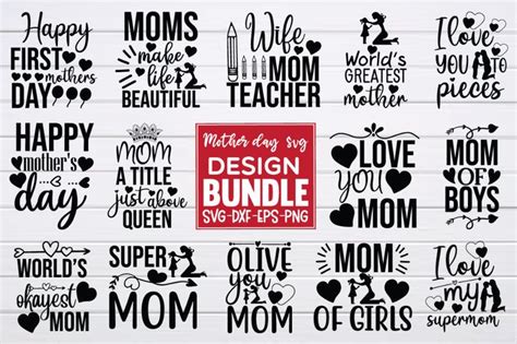 Mothers Day Svg Bundle Bundle · Creative Fabrica Mothers Day Love Mom Happy Mom