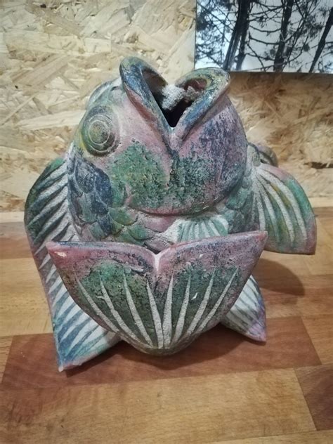 Fish Shaped Pottery Vasepichet Poisson En Poterie Art Etsy