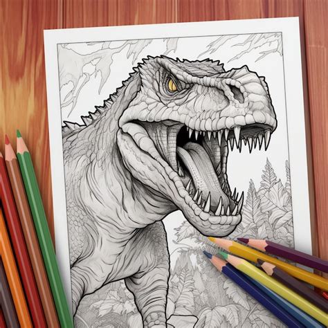 Un Dibujo De Un Dinosaurio Con Lápices De Colores Foto Premium