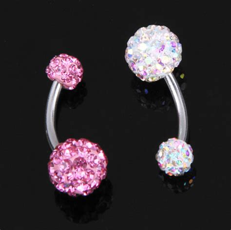 Colorful Navel Belly Button Bar Ring Barbell Crystal Ball Body Piercing On Luulla