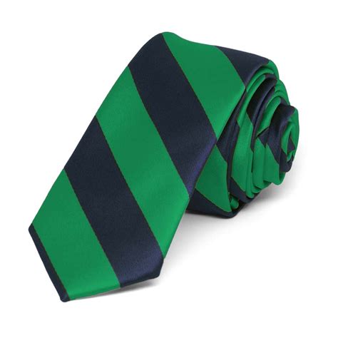 Kelly Green And Navy Blue Striped Skinny Tie 2 Width Shop At