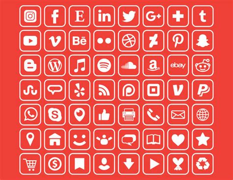 Square Social Media Icons Set Png Svg Vector Transparent Etsy