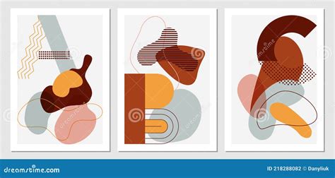 Fashion Wall Art Stylish Templates With Organic Abstract Shapes And