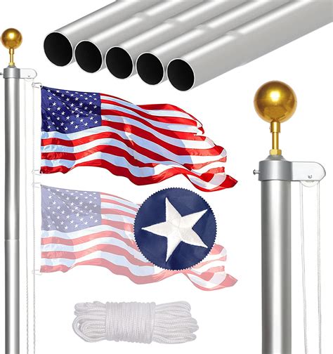 Buy Nelxinjo 20ft Sectional Flag Pole Kit Heavy Duty Aluminum Outdoor