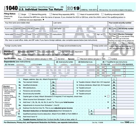 Federal Income Tax Form 1040 For 2019 1040 Form Printable