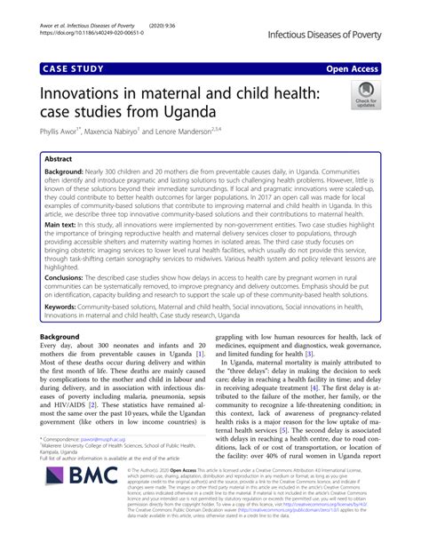 Pdf Innovations In Maternal And Child Health Case Studies From Uganda