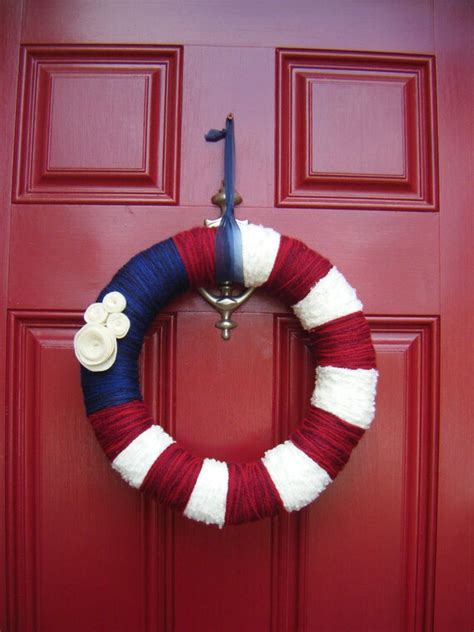 Yarn Wrapped Wreath American Flag