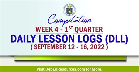 Week 4 1st Quarter Daily Lesson Log SEPTEMBER 12 16 2022 DLL