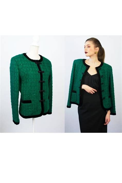 Vintage Ungaro Jacket Green Tweed Jacket Wool Jacket Etsy Tweed