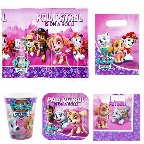 Buy Pink Paw Patrol Party Tableware And Decorations Bundle 16 Guests