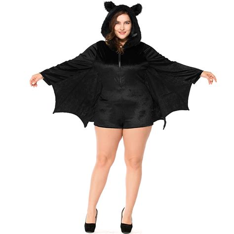 Halloween Bat Costume For Women Grils Cosplay Hooded Black Jumpsuit Fancy Outfit Ebay