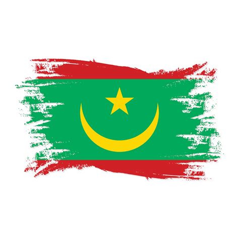 Drapeau De La Mauritanie Avec Illustration Vectorielle De Style Pinceau