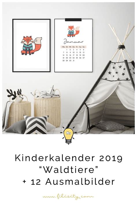 November 2019 bis april 2020 kalender ausdrucken. Kinder-Kalender 2019 "Waldtiere" + 12 Ausmalbilder (Druckvorlage, A4) | Kalender für kinder ...