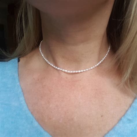 Tiny Freshwater Pearl Choker Necklace Simple Pearl Bridal Etsy