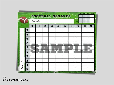 Printable Super Bowl Squares Game Football Squares Game Super Bowl