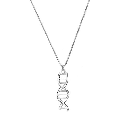 Dna Pendant Silver Necklace Molecule Science Necklace Etsy Uk