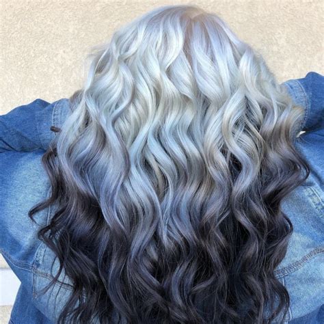 Reverse Ombre Hair White Ombre Hair Silver Ombre Hair Black Hair Dark Grey Hair Color Bold