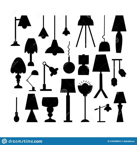 Silhouettes Of Different Lamps Stock Vector Illustration Of Hanging