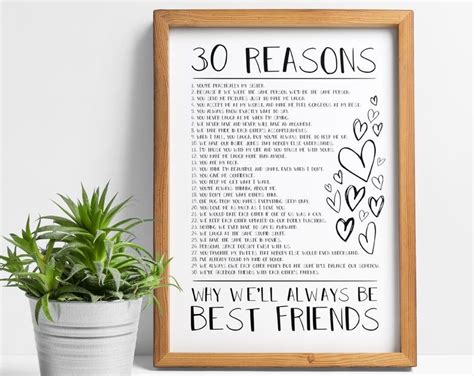 Reasons Friendship Print Gift Best Friend Gifts Custom Etsy Uk Friendship Print Presents