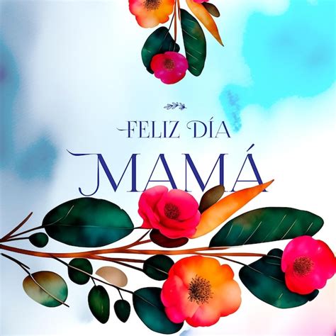 Un Cartel De Feliz Dia Mama Con Flores Y Hojas Archivo Psd Premium