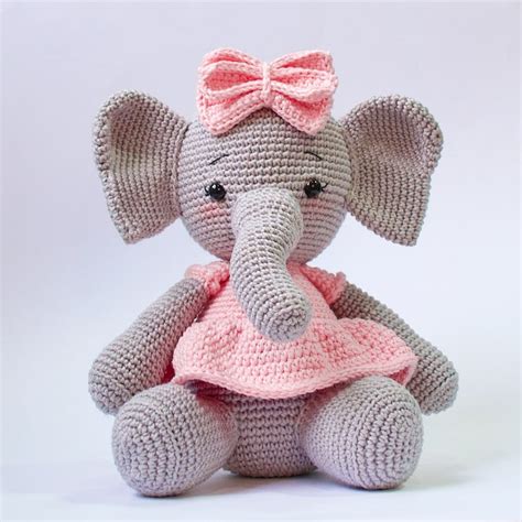 Crochet Pattern Elephant English Crochet Elephant Pattern Etsy