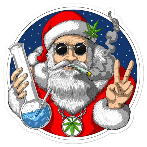 Santa Smoking Weed Sticker Funny Christmas Stoner Sticker Etsy