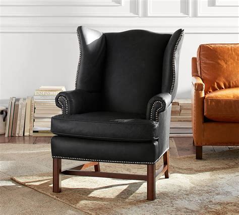Find new and preloved pottery barn items at up to 70% off retail prices. Thatcher Leather Wingback Chair - Black| Pottery Barn