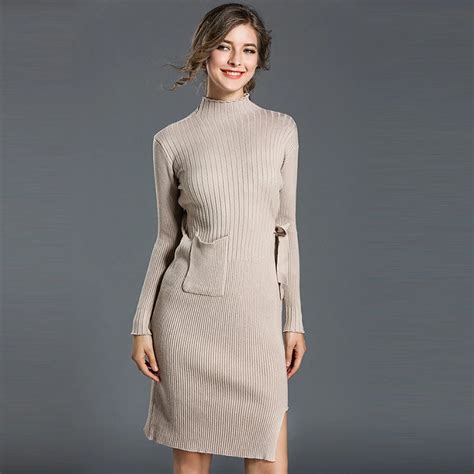 Warm And Charm Women Sweater Midi Dress 2018 Fall Winter Long Sexy