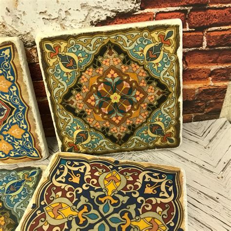 Moroccan Natural Stone Coasters Tiles Etsy