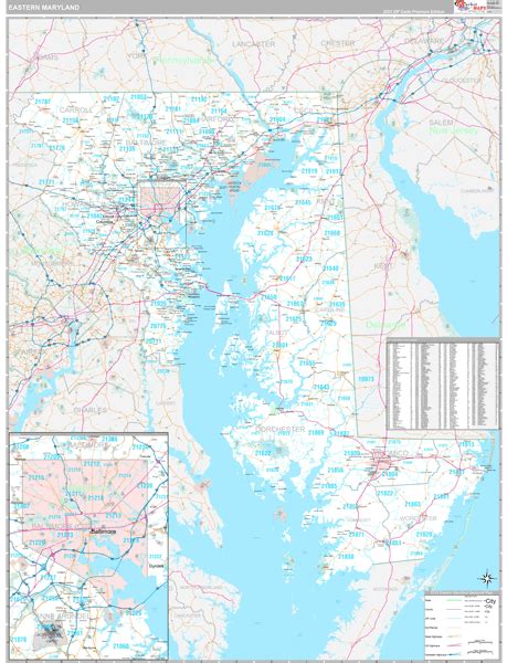 Maryland Eastern Wall Map Premium Style By Marketmaps Mapsales