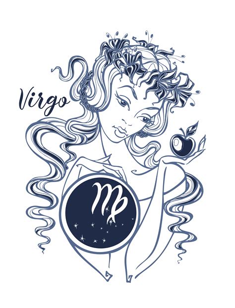 Zodiac Sign Virgo A Beautiful Girl Horoscope Astrology Vector
