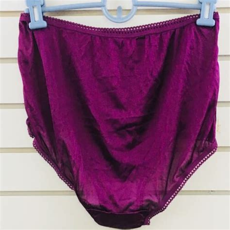 Womens 8 Simply Basic Nylon Brief Plum Merlot Underwear Panties Sissy