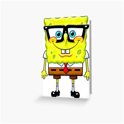 Nerd Spongebob Greeting Card For Sale By Gracesfun Redbubble