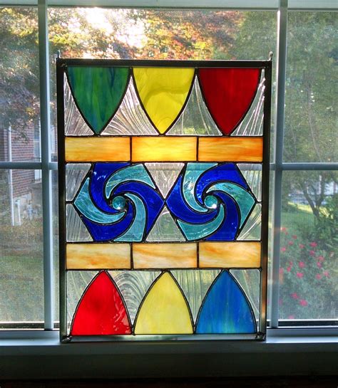 Geometric Stained Glass Panel Rainbow Stained Glass Window Abstract