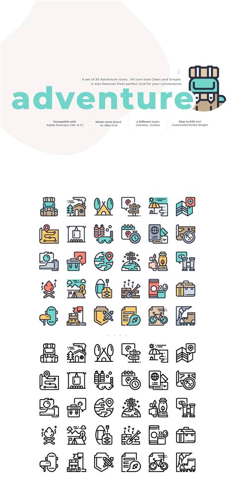 30 Adventure Icon Set By Justicon On Envato Elements Icon Set Icon