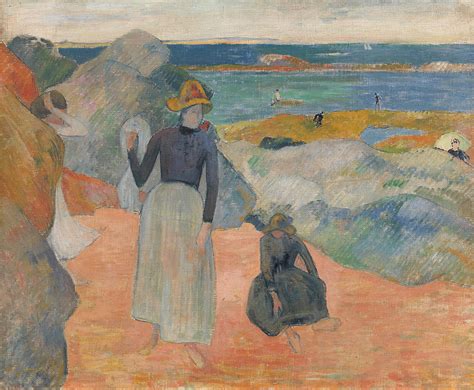 On The Beach In Brittany Painting By Paul Gauguin Pixels