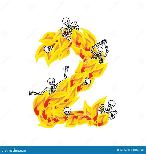 Number 2 Fire Flames Font Two Tattoo Alphabet Vector Image Images And