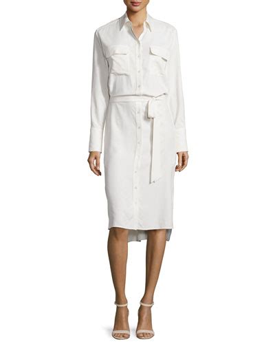Equipment Delaney Cotton Poplin Shirt Dress In White Modesens