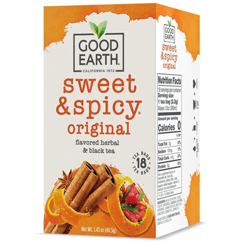 Good Earth Sweet And Spicy Original Herbal Black Tea 18 Count Tea Bags