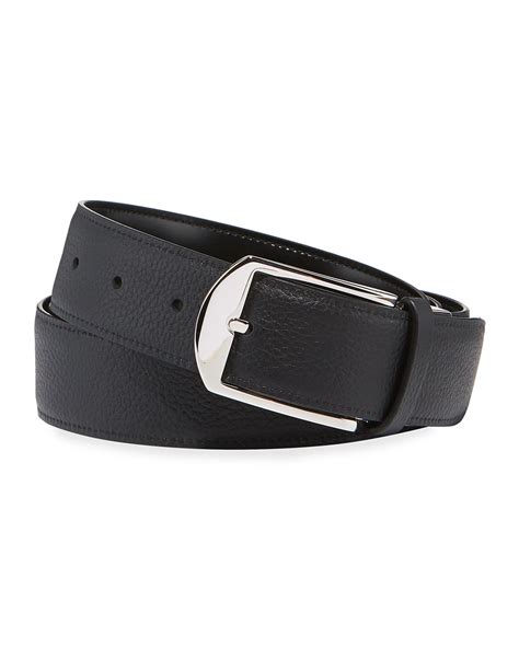Dunhill Mens Reversible Grainedsmooth Leather Belt Neiman Marcus