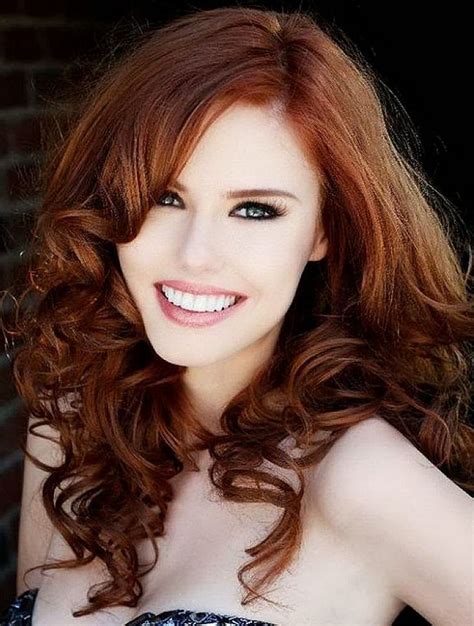 Light Auburn Hair Color With Side Bangs For Curly Hair Prom Light