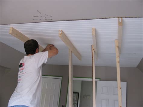 We bought some 7 inch board… and cut a basic 45. Our Creative Life: Beadboard on the Ceiling...are you serious?